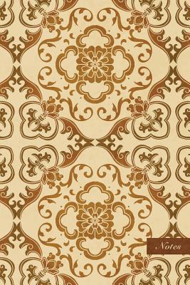 [84849] %Read^ #Online@ Notes: 6x9 Ruled Lined Notebook - Spiral Curve Cross Frame Vine Frame Chain Flower Crest - Retro Brown Worn Out Vintage Seamless Pattern Cover. Matte Softcover and Cream Interior Papers. -  !e.P.u.b^